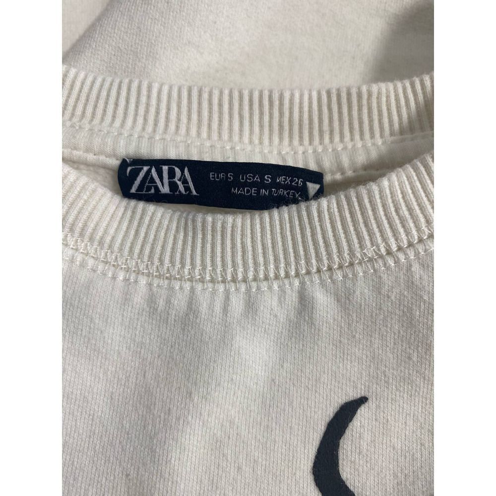 Zara white printed black drawn faces crewneck sweatshirt - Picture 6 of 7